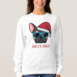 Sudadera Funny Black Tan Frenchie Santa Paws Navidades