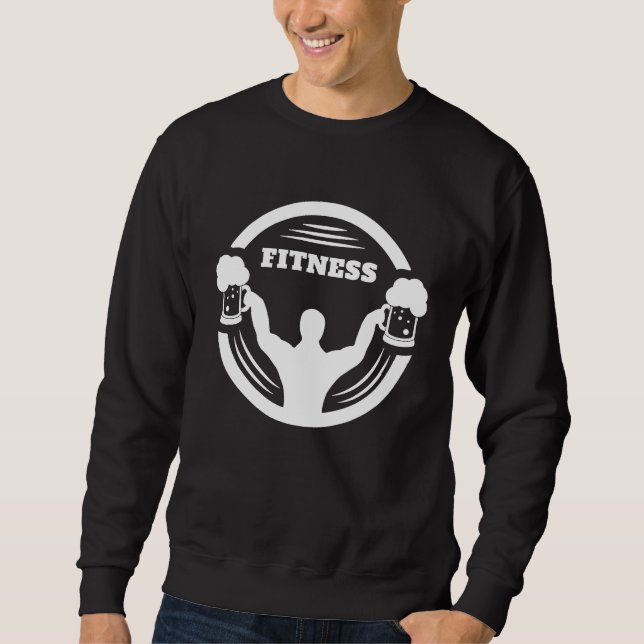 Sudadera Funny bodybuilder with beer in the hand weightlift (Anverso)