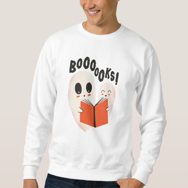 Sudadera Funny Bookworm Ghost Halloween Costume Boooooks (Anverso)