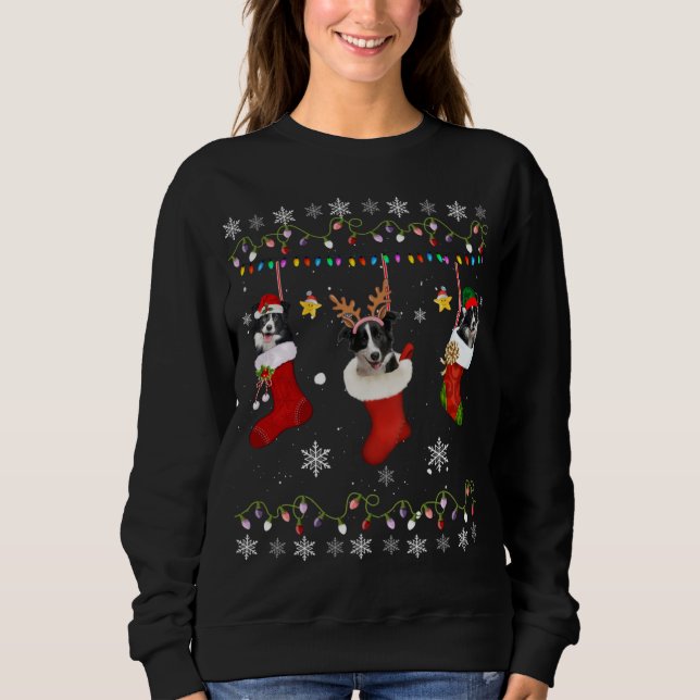Sudadera Funny Border Collie Navidades Socks Lights Gift Do (Anverso)
