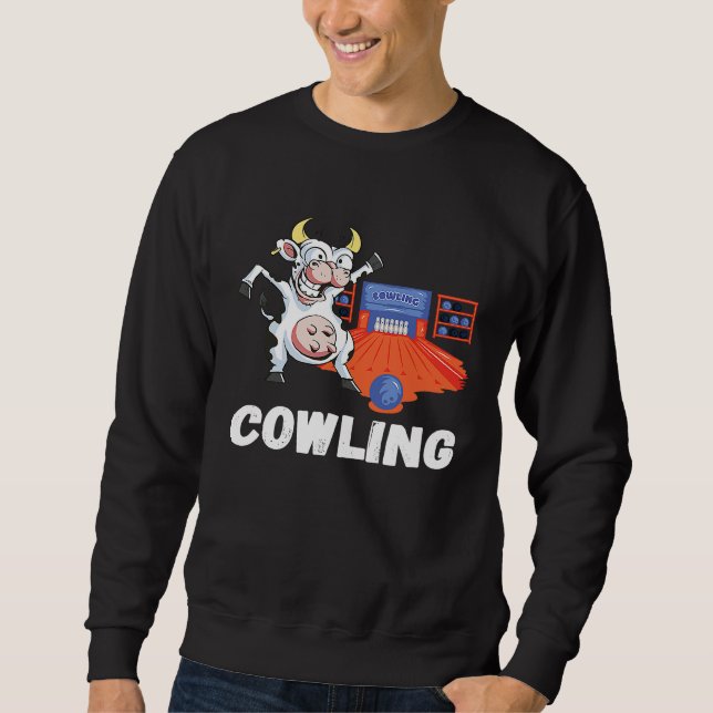 Sudadera Funny Bowling Cow Bowler Strike Bowling Pin Bowlin (Anverso)