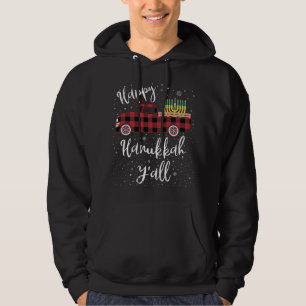 Sudadera Funny Buffalo Plaid Happy Hanukkah Y'all Red Truck