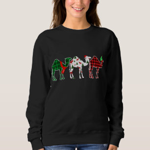 Sudadera Funny Camel Xmas Tree Lights Red Plaid Christmas