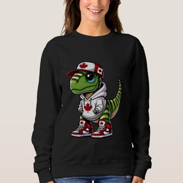 Sudadera Funny Canada Day T-rex Dinosaur Canada Flag Kids G (Anverso)