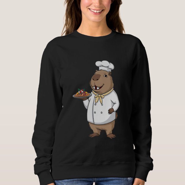 Sudadera Funny Capybara Chef cocinando una deliciosa cocina (Anverso)
