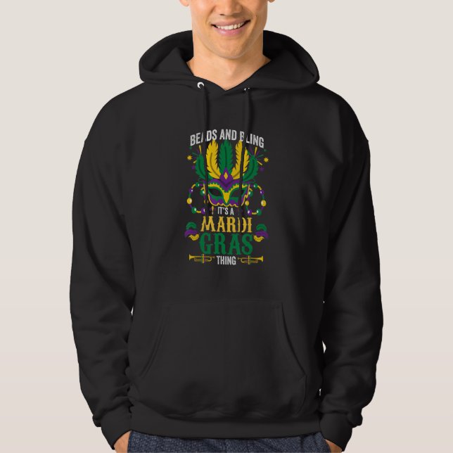 Sudadera Funny Carnival Mask Beads And Bling It's A Mardi G (Anverso)