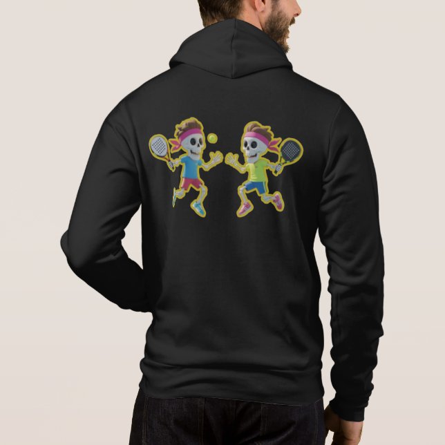 Sudadera Funny Cartoon Skeletons Playing Padel Tennis – 3D  (Reverso)