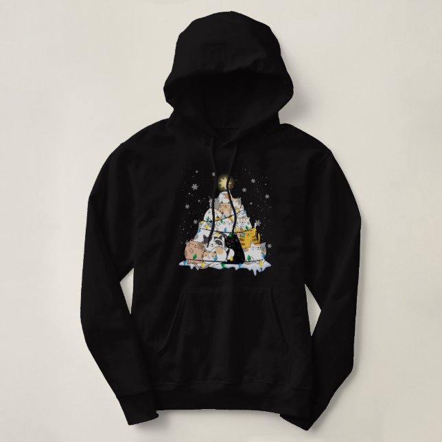 Sudadera Funny Cat Christmas Tree Cute Cats Design Women Me (Diseño del anverso)
