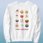 Sudadera Funny Cat Meowy Navidades<br><div class="desc">Un montón de gatos lindos y divertidos en gorras de vacaciones de invierno y accesorios para hacerte sonreír. Arte original de Nic Squirrell. Cambie el texto a personalizar.</div>