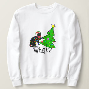 Sudadera Funny Cat navidad árbol navideño mujer encapuchada