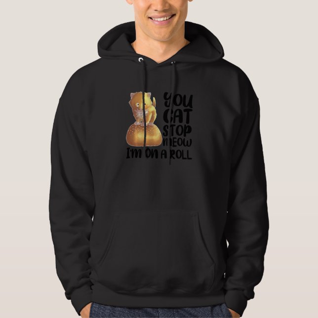 Sudadera Funny Cat On Dinner Roll Para Los Hombres Gatitos (Anverso)