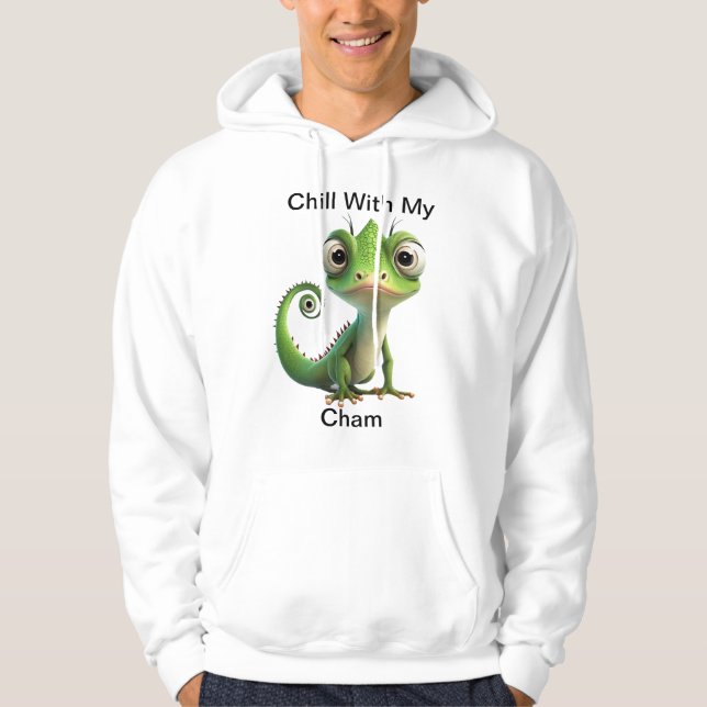 Sudadera Funny Chameleon Pocket Hoodie - Cute Reptile Lover (Anverso)