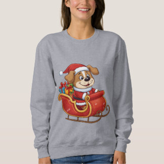Sudadera Funny Christmas Dog T-Shirt | Cute Santa Sleigh 