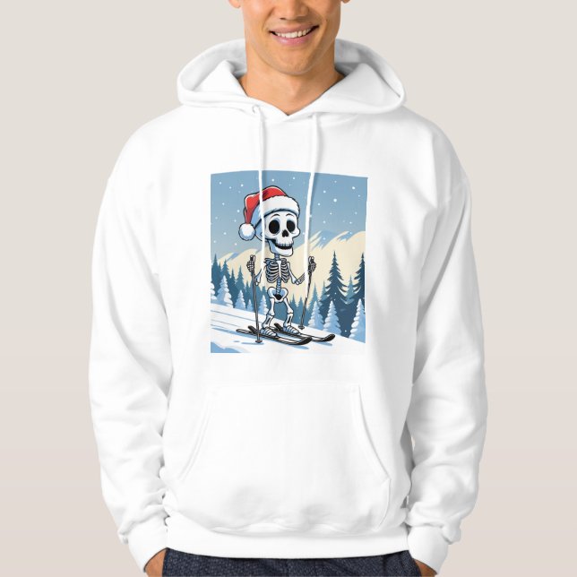 Sudadera Funny Christmas Skeleton on Skis  (Anverso)