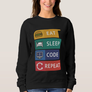 Sudadera Funny Coder Programador Coding Eat Sleep Code Repe