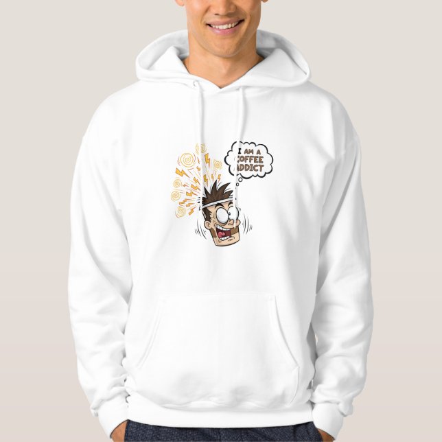 Sudadera Funny Coffee Addict Energetic Cartoon HoodiT-Shirt (Anverso)