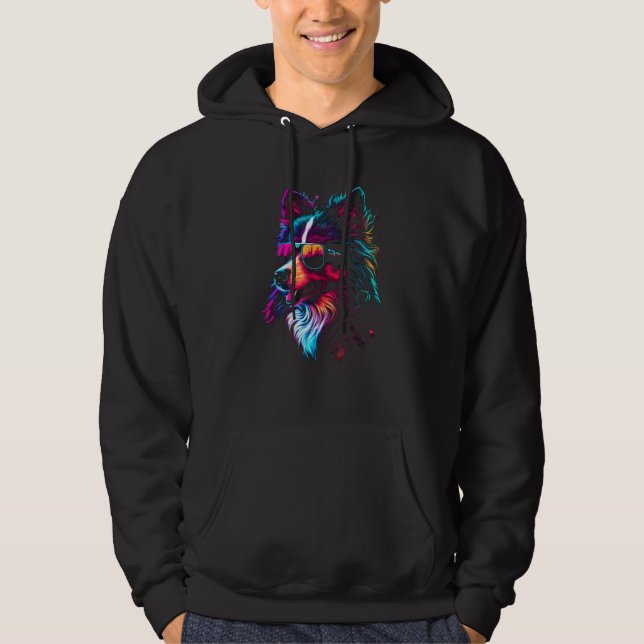 Sudadera Funny Collie Dog owner Vaporwave Notorious DJ (Anverso)