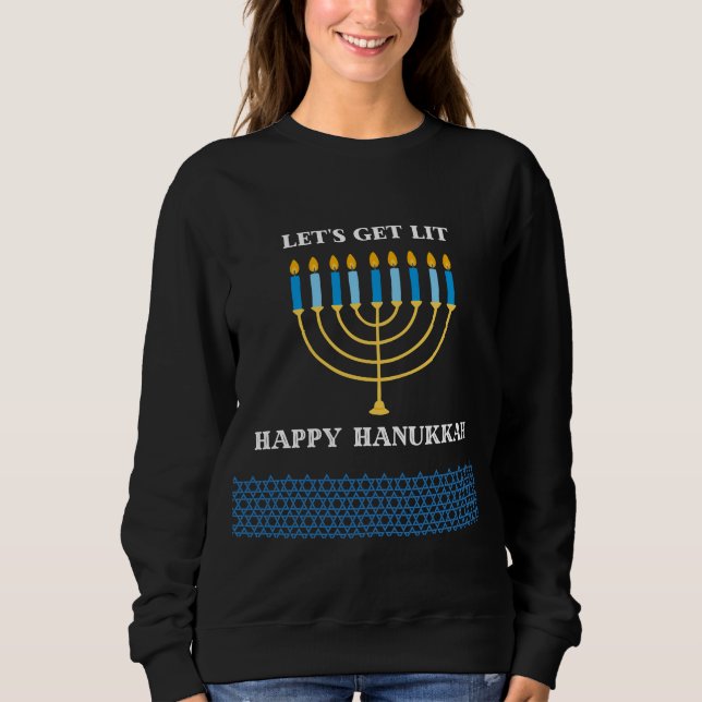 Sudadera Funny Cute Blue Hanukkah Menorah Design (Anverso)