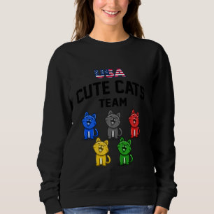 Sudadera Funny Cute Cat Usa Feline Team T 5 Rings Colors Fl
