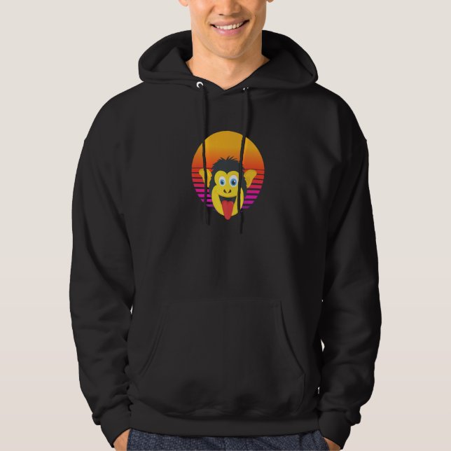 Sudadera Funny Cute Monkey Chimpanzee Zoo Animal Face Retro (Anverso)
