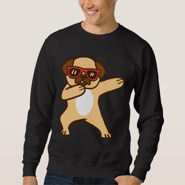 Sudadera Funny Cute Pug Dog Dabbing Appartal esencial T-Shi (Anverso)
