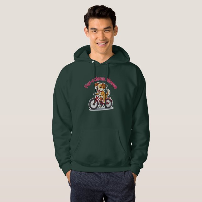 Sudadera **Funny Cycling Dog – Cute Dog Riding a Bicycle Il (Anverso completo)