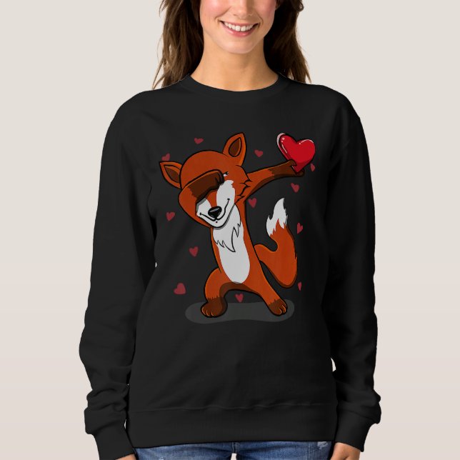 Sudadera Funny Dabbing Fox Heart Valentine's Day (Anverso)