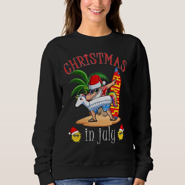 Sudadera Funny Dabbing Santa Christmas in July Santa Hawaii (Anverso)