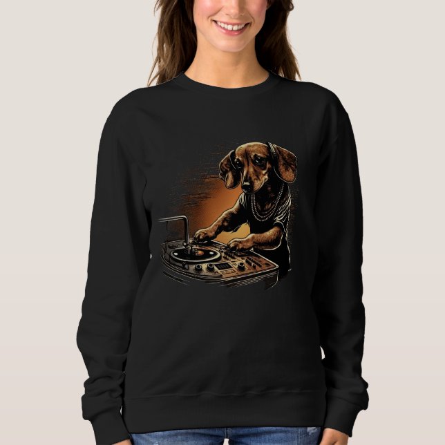 Sudadera Funny Dachshund Cute Dj Electronic Music Fiesta ED (Anverso)