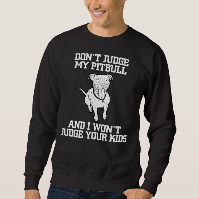 Sudadera Funny defensor de Pitbull perro no juzga a mi Pitb (Anverso)
