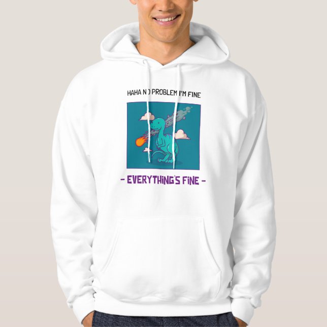 Sudadera Funny Dinosaurio Asteroide Todo está bien (Anverso)