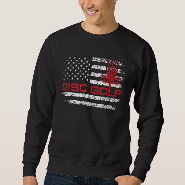 Sudadera Funny Disc Golf Apparel With American Flag US Flag (Anverso)