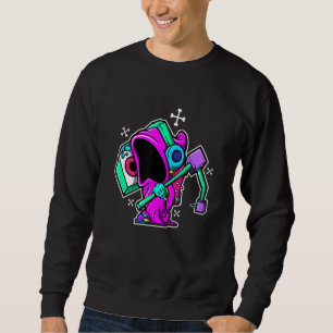 Sudadera Funny Dj Grim Reaper Hip Hop Turnable Boombox Vap