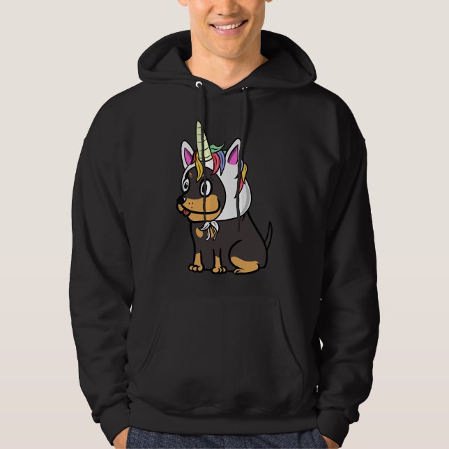 Sudadera Funny Doberman Unicorn Gorra (Anverso)