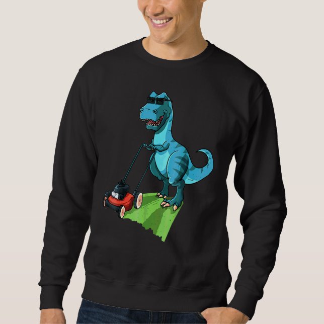 Sudadera Funny Ducha De Césped T Rex Tractor Mowing Para Ni (Anverso)