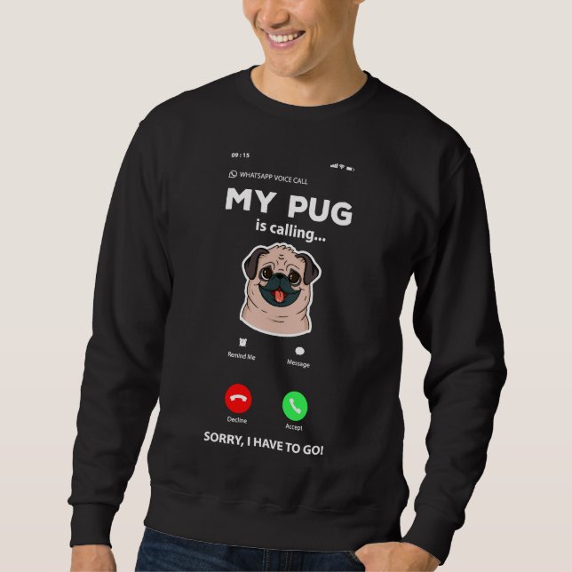 Sudadera Funny Dueño de Perro Divertido Perro Pug Perro Per (Anverso)