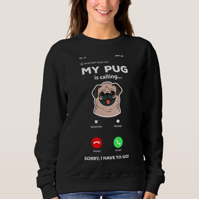 Sudadera Funny Dueño de Perro Divertido Perro Pug Perro Per (Anverso)