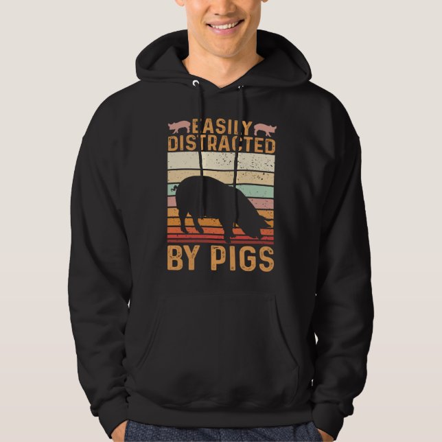 Sudadera Funny Farm Piglet Easily Distracted By Pigs (Anverso)