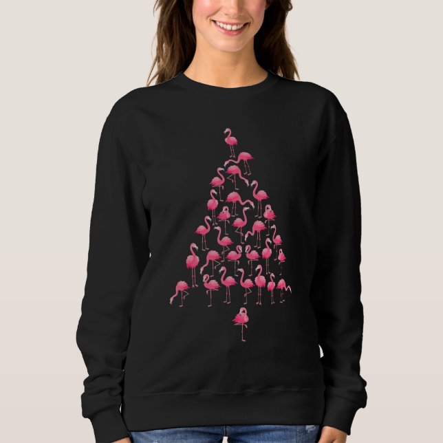 Sudadera Funny Flamingo Árbol de Navidad Ornitólogo Xmas W (Anverso)