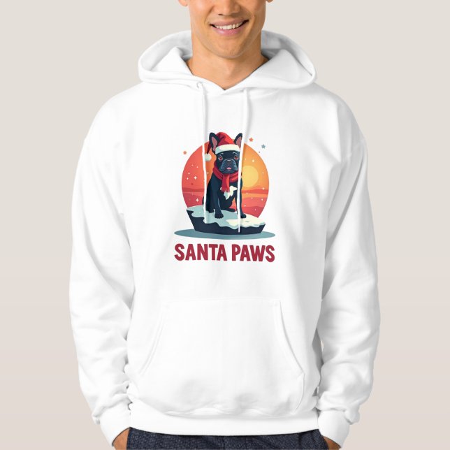 Sudadera Funny French Bulldog Winter Sunset Art with Santa  (Anverso)