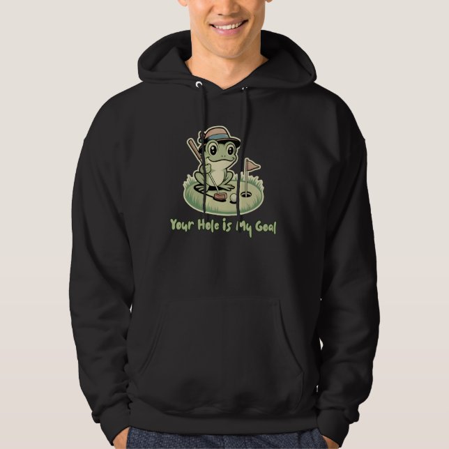 Sudadera Funny Frog Golf - Tu hoyo es mi objetivo (Anverso)