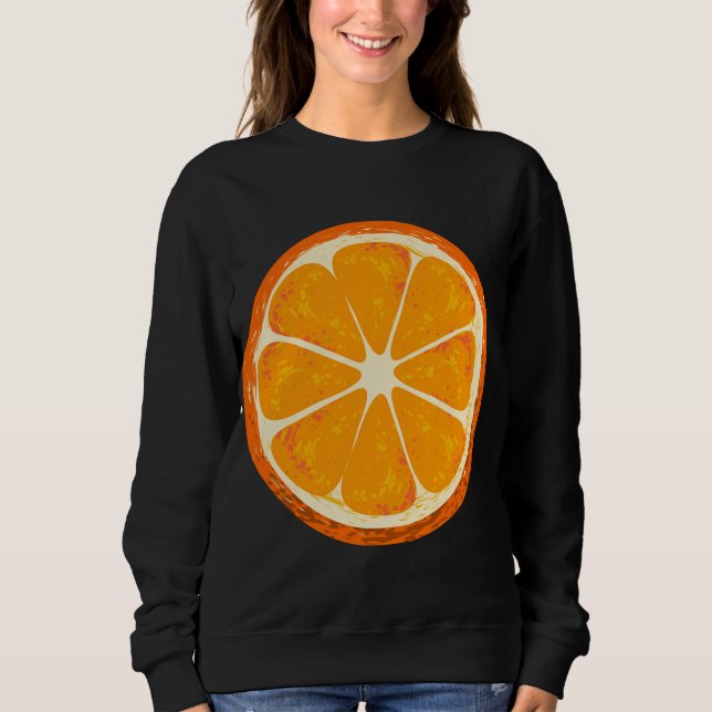 Sudadera Funny Fruta Naranja en lonchas Lazy Easy Halloween (Anverso)