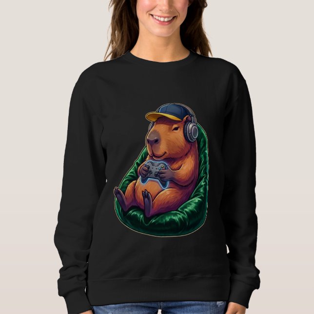 Sudadera Funny Gamer Capybara Design for Gaming Fans Games  (Anverso)