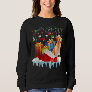 Sudadera Funny Golden Retriever Santa Hat Navidades Luces