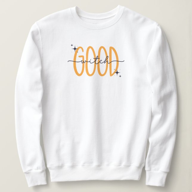 Sudadera Funny Good Witch Modern Halloween Naranja Black (Anverso del diseño)
