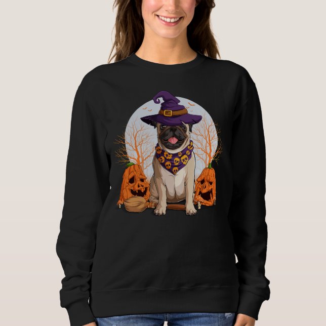 Sudadera Funny Gorra de brujas de Pitbull Perro Feliz Hallo (Anverso)