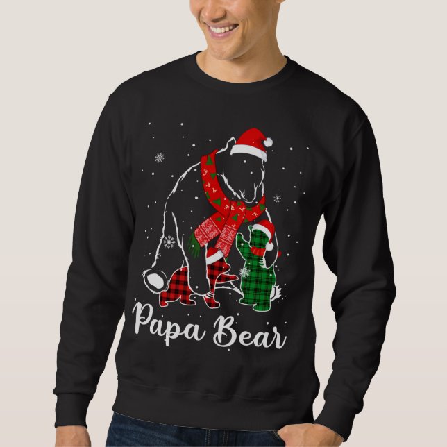 Sudadera Funny Green Red Plaid Papa Bear Matando Pajama Fa (Anverso)