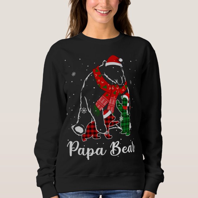 Sudadera Funny Green Red Plaid Papa Bear Matando Pajama Fa (Anverso)