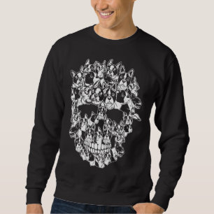Sudadera Funny Halloween Disstume Skull Boston Terrier Dog