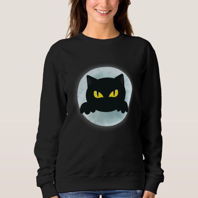 Sudadera Funny Halloween party black cat moon design men wo (Anverso)